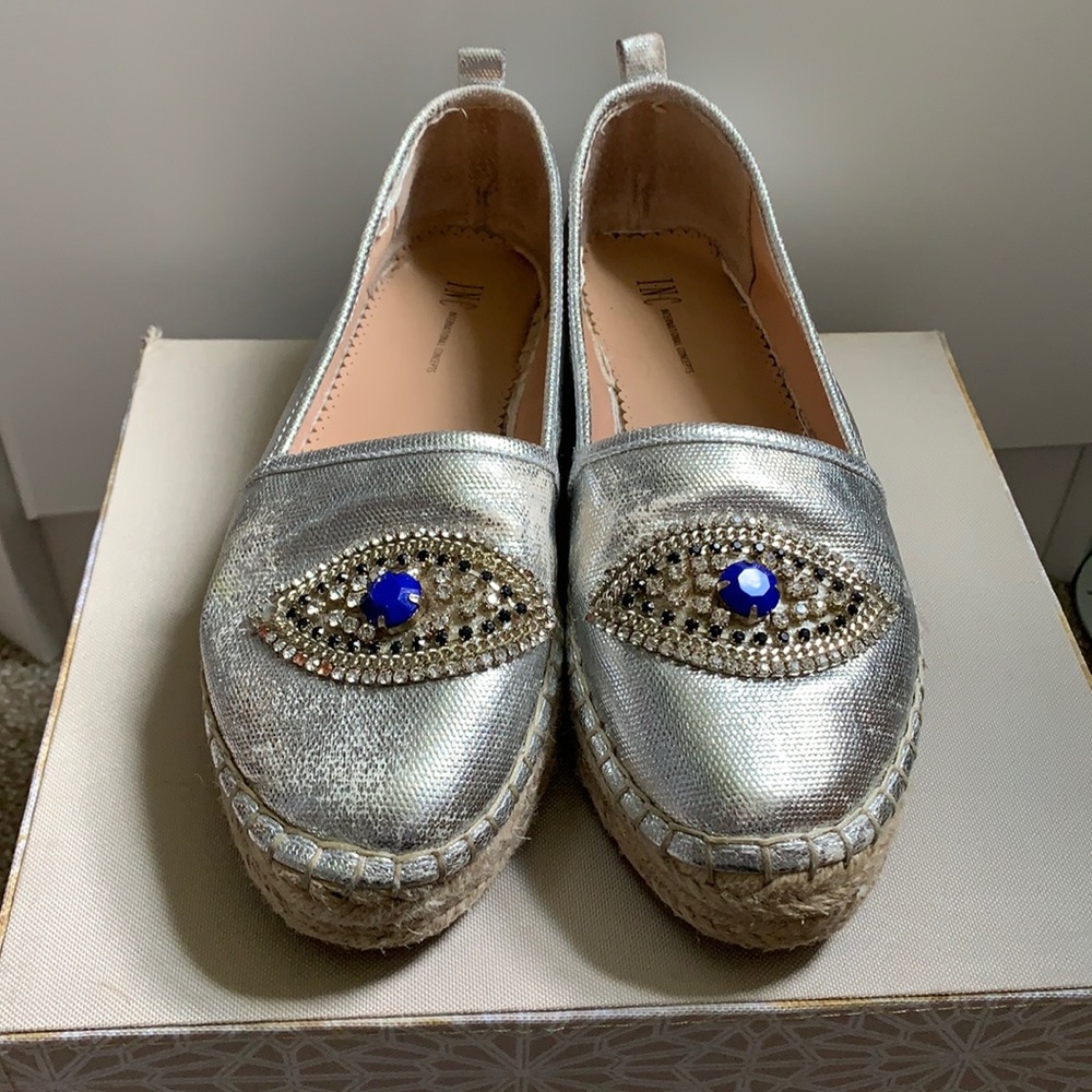 INC bedazzled evil eye espadrilles